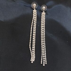 Brighton Silver Drop Earrings with Intricate Detailing, Beautiful Rhinestones!
